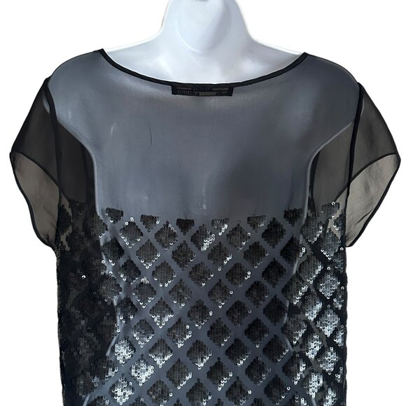 EUC ALL SAINTS Sequined Sheer Mesh Black Blouse - Size 8 - Picture 4 of 8